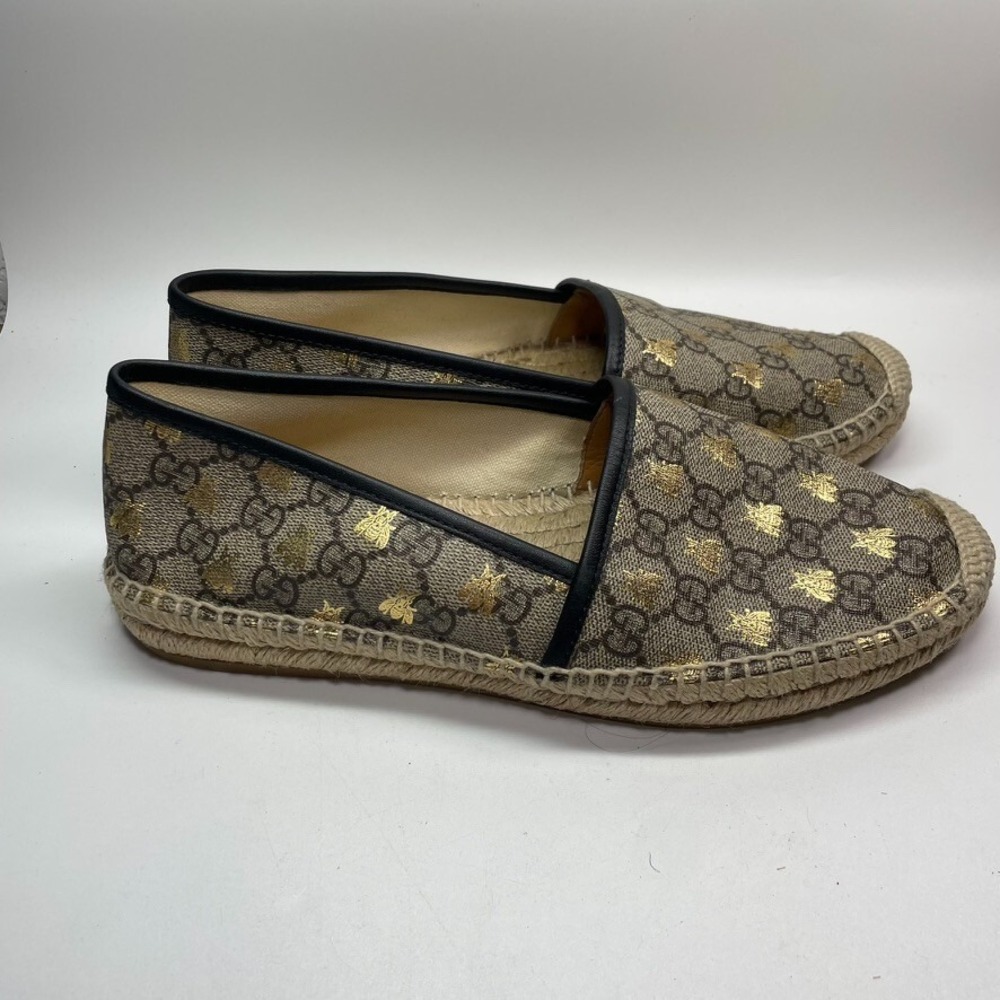 Authentic Gucci Pilar GG Bee Canvas espadrilles 40 Great Condition‎